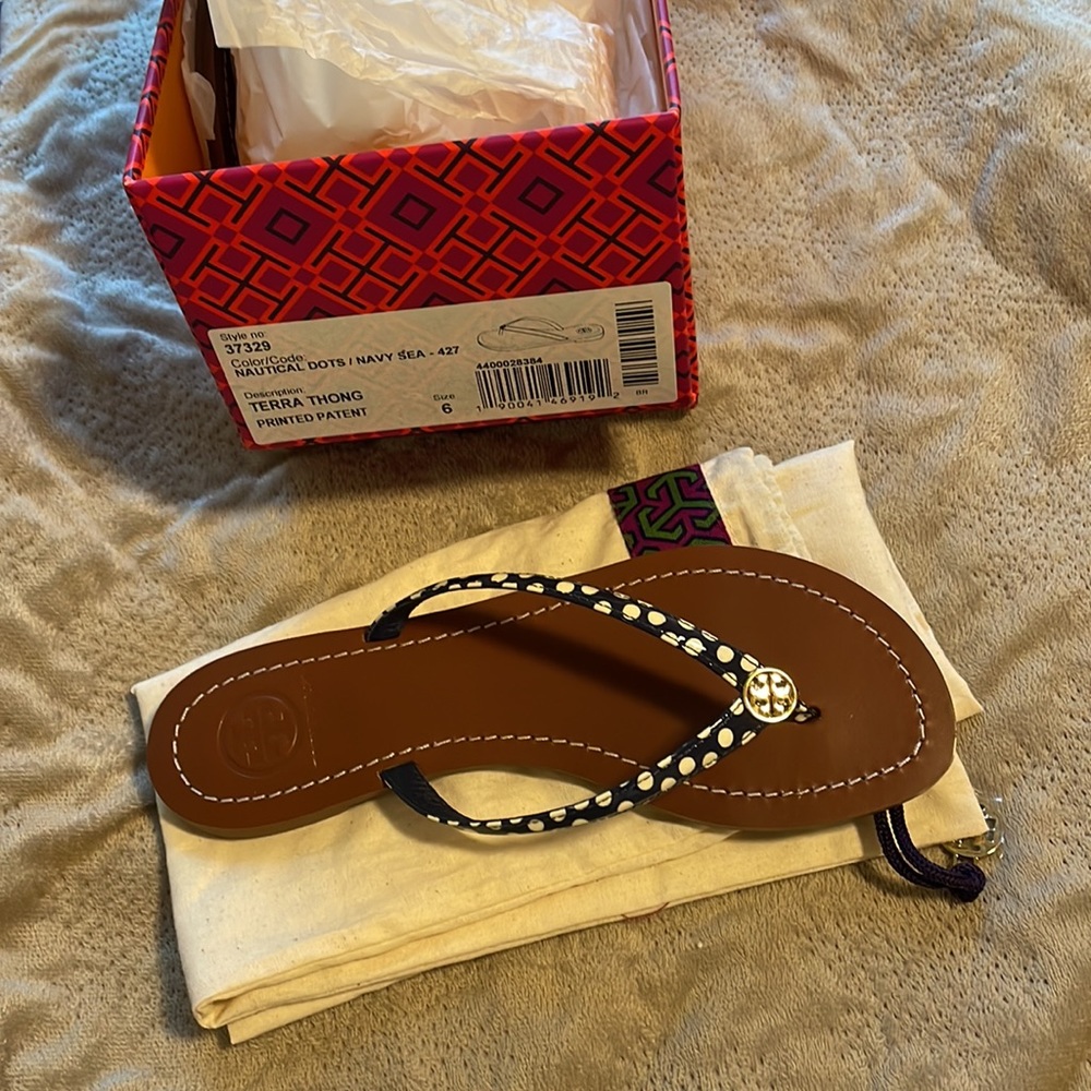 New unused tory burch nautical dots navy sea size 6 - Picture 2 of 4